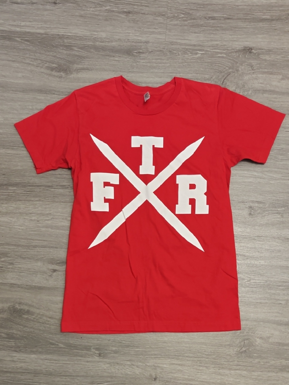American Apparel Red Short Sleeve Crew Neck T-Shirt with White FTR